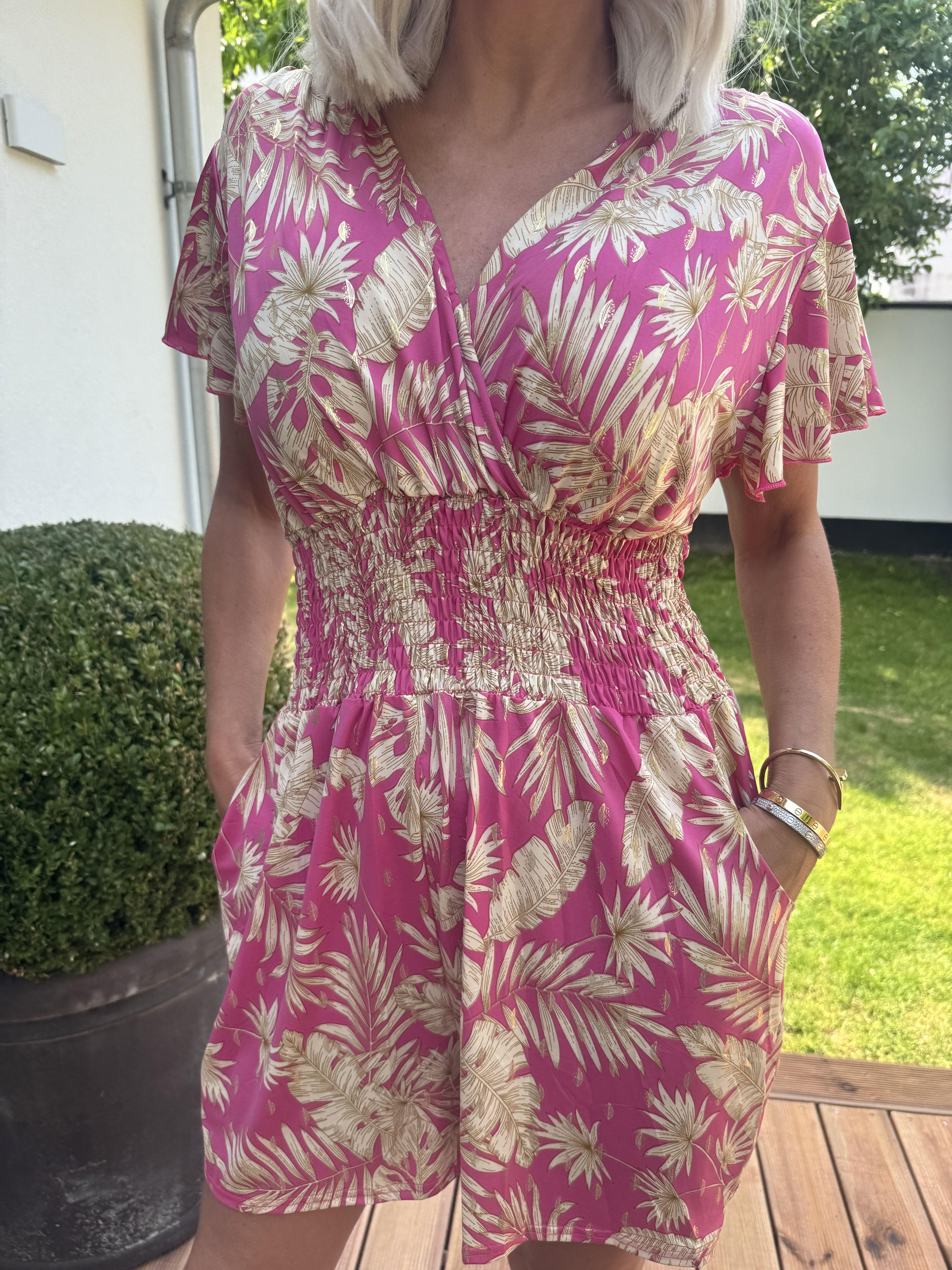 Pams Gold Leaf Playsuit - Elastisk playsuit med lommer